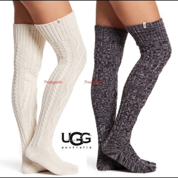UGG Cable Knit Over Knee Socks Thigh High Boot OTK - Picture 2 of 5